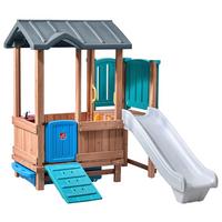 Spielhaus 4906kr - Blau/Braun, KONVENTIONELL, Holz/Kunststoff (165,7/185/214cm) - Ambia Garden