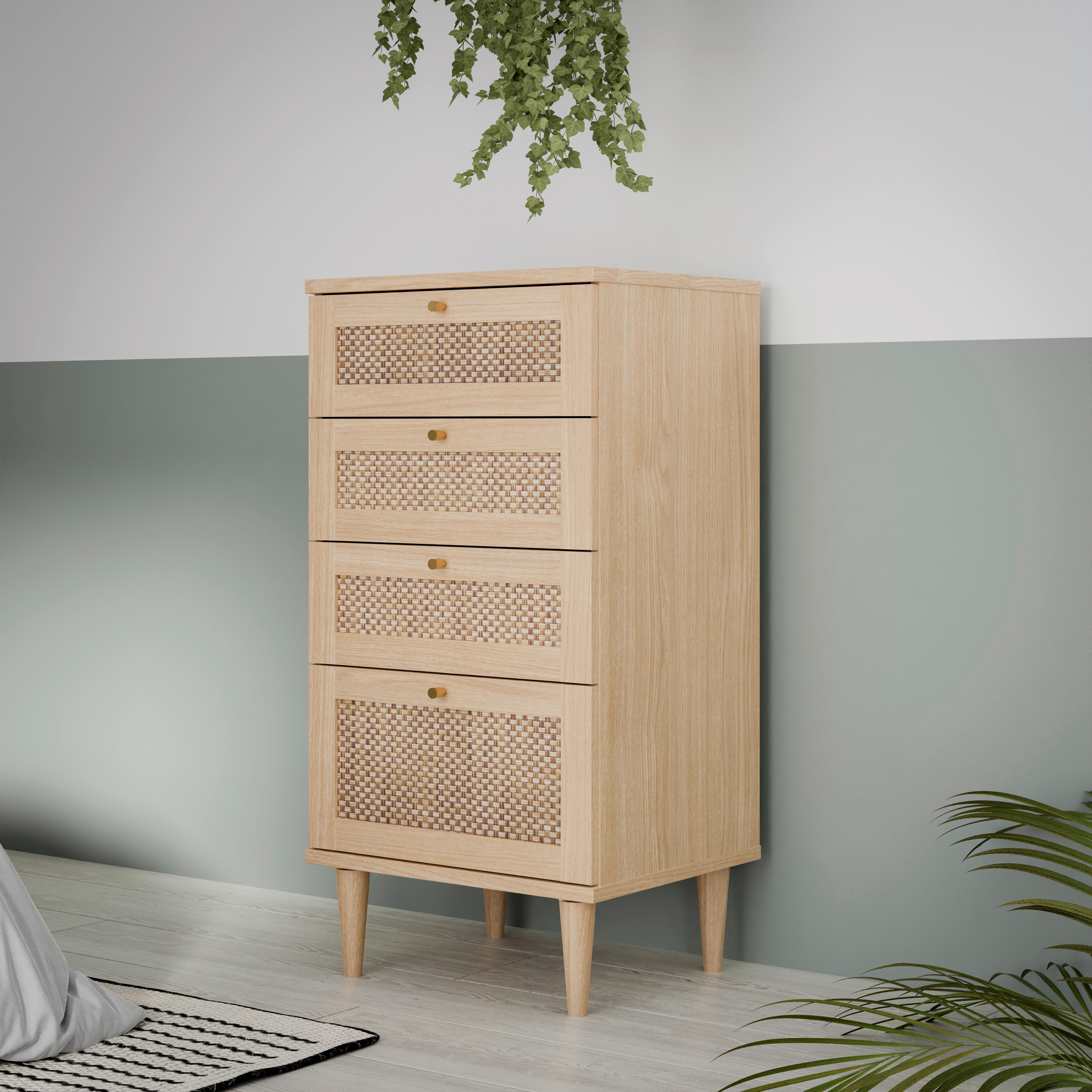 Komoda CALASETTA š: 50 CM - zlatá/farba duba, Romantik / Landhaus, kov/kompozitné drevo (50,4/108,9/41,4cm)