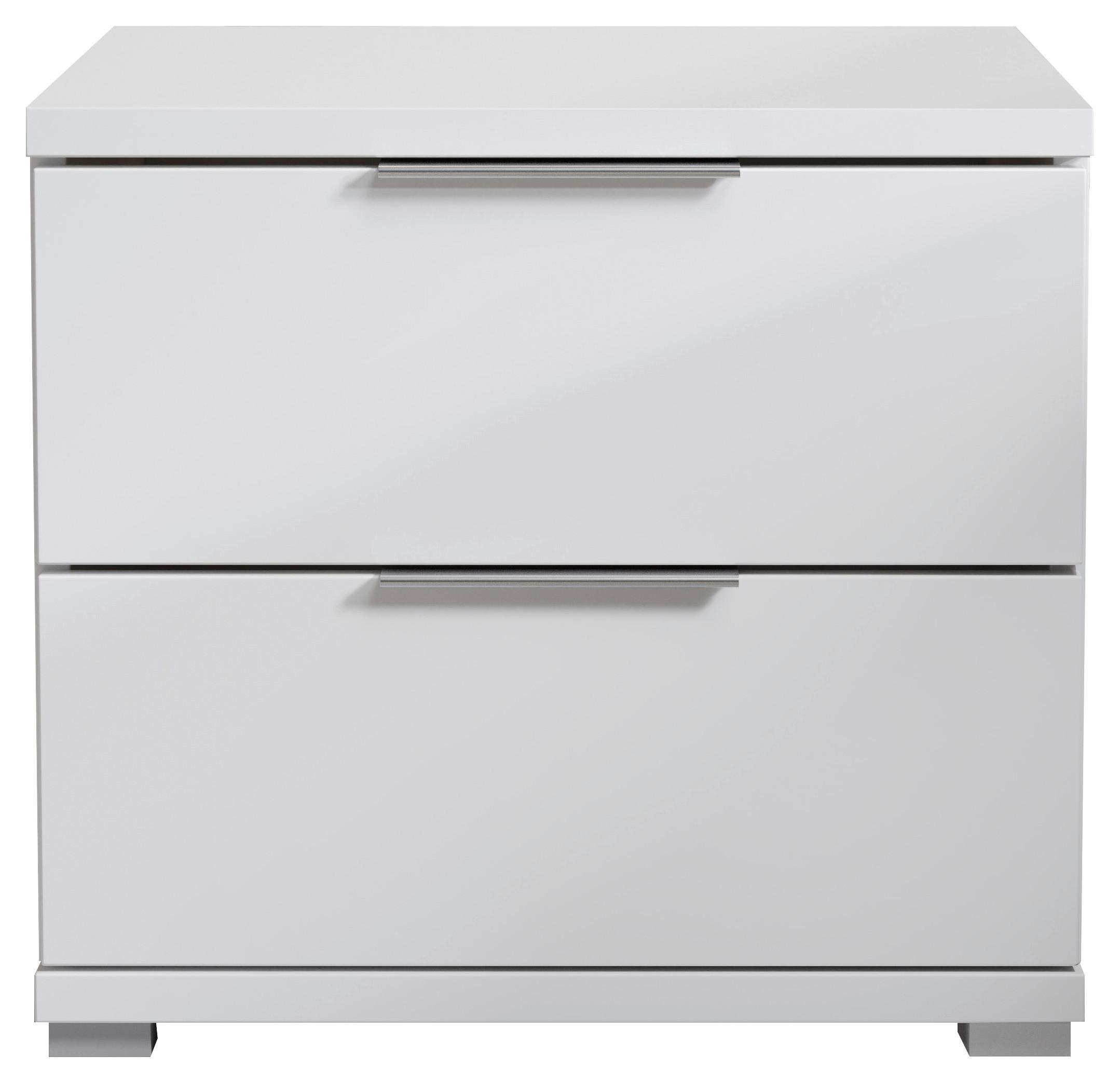 NACHTKÄSTCHEN SMILLA 2L W - Alufarben/Weiß, KONVENTIONELL, Holzwerkstoff (46/43/42cm)