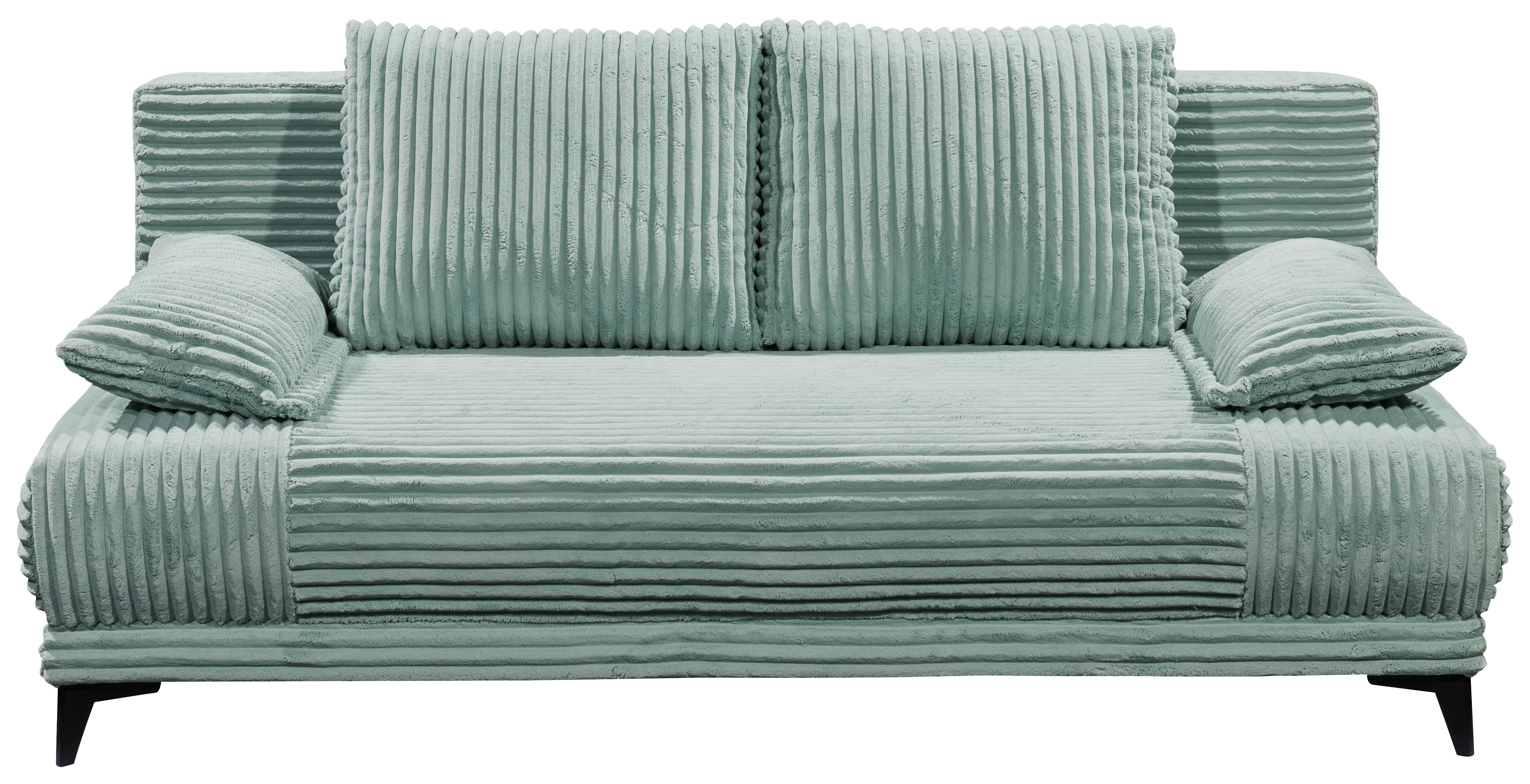 Schlafsofa Sally Pastellgrün B: 211 Cm - Pastellgrün/Schwarz, KONVENTIONELL, Textil (211/96/105cm) - MID.YOU