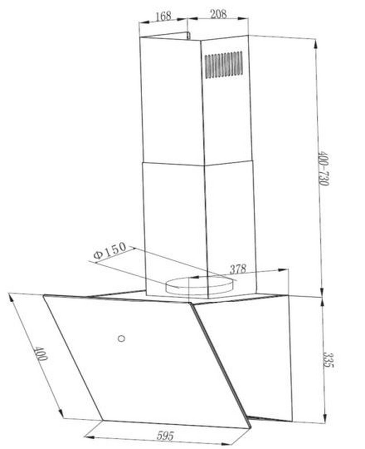 Dunstabzugshaube Respekta BxH 59,5x74,8-109 cm - Schwarz, Trend, Glas/Metall (59,5/74,8–109,5/38,5cm) - Respekta