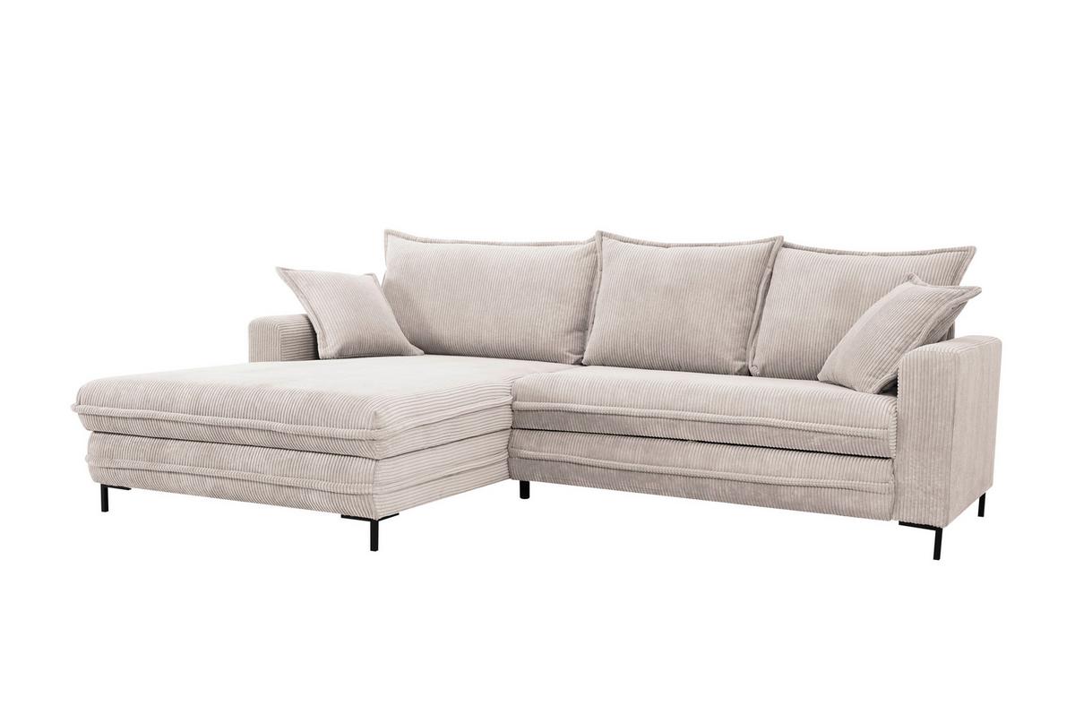 Ecksofa Armilla Creme S: 174x272 cm - Creme/Schwarz, Design, Textil (174/272cm) - MID.YOU