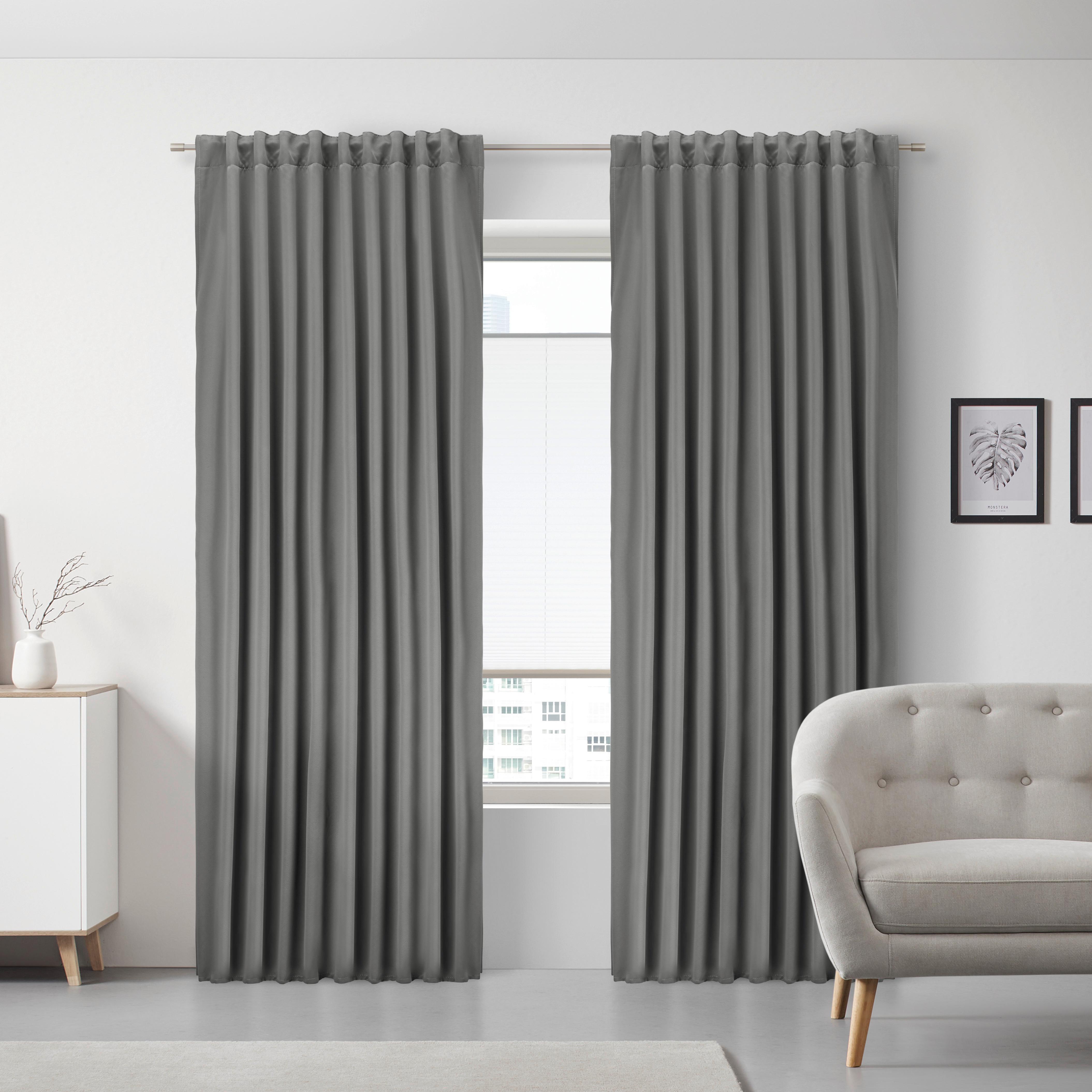 Hotový závěs Hamo šedá, 135x245cm - šedá, Moderní, textil (135/245cm)