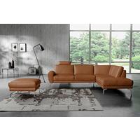 Ecksofa Spring Cognac Chrom, S: 273x250 cm - Chromfarben/Cognac, Design, Leder (273/250cm) - Livetastic
