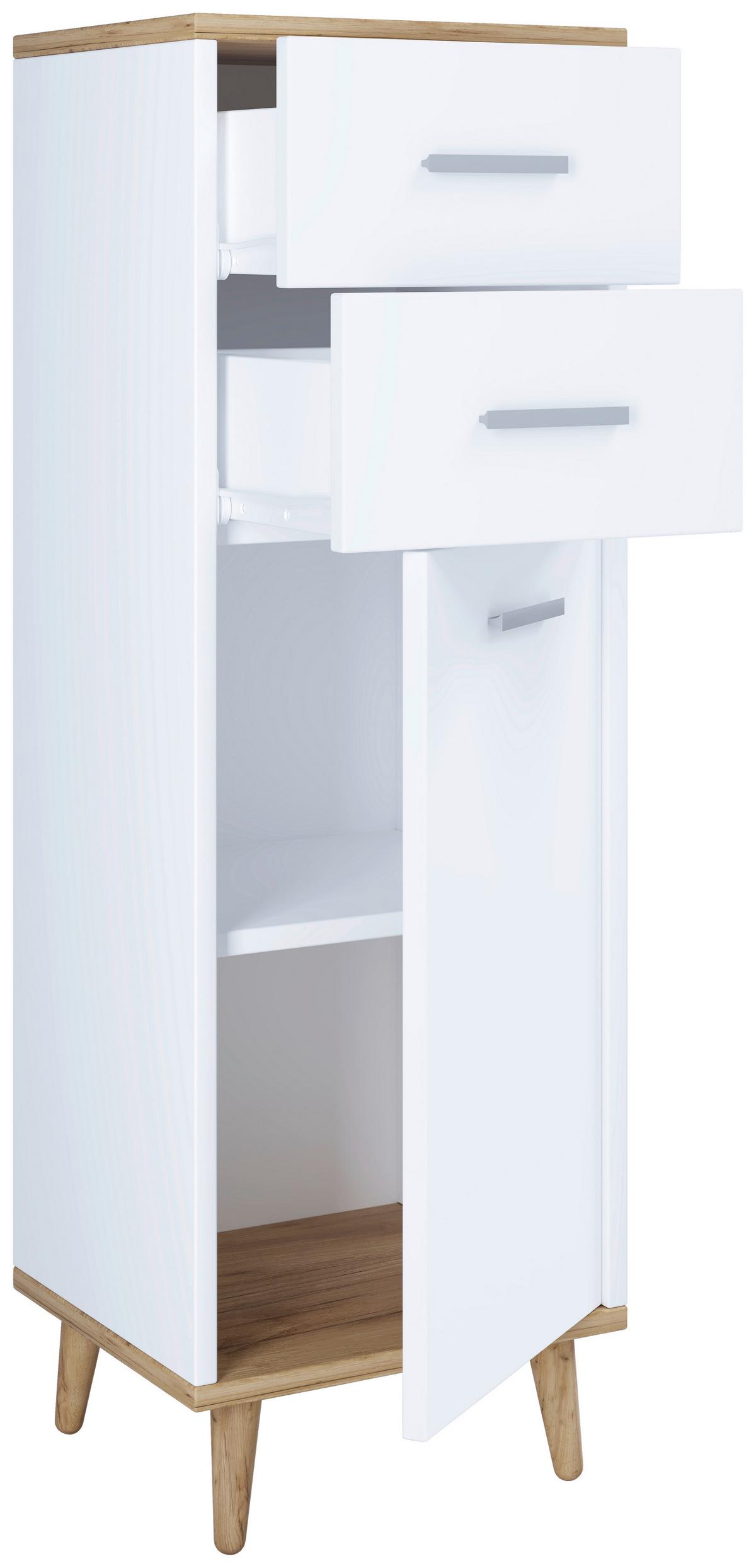 Bademöbel-Set 4-Tlg. Landos B: 144 cm Weiß/Eiche Dekor - Honigeiche/Weiß, MODERN, Holzwerkstoff (124cm) - MID.YOU