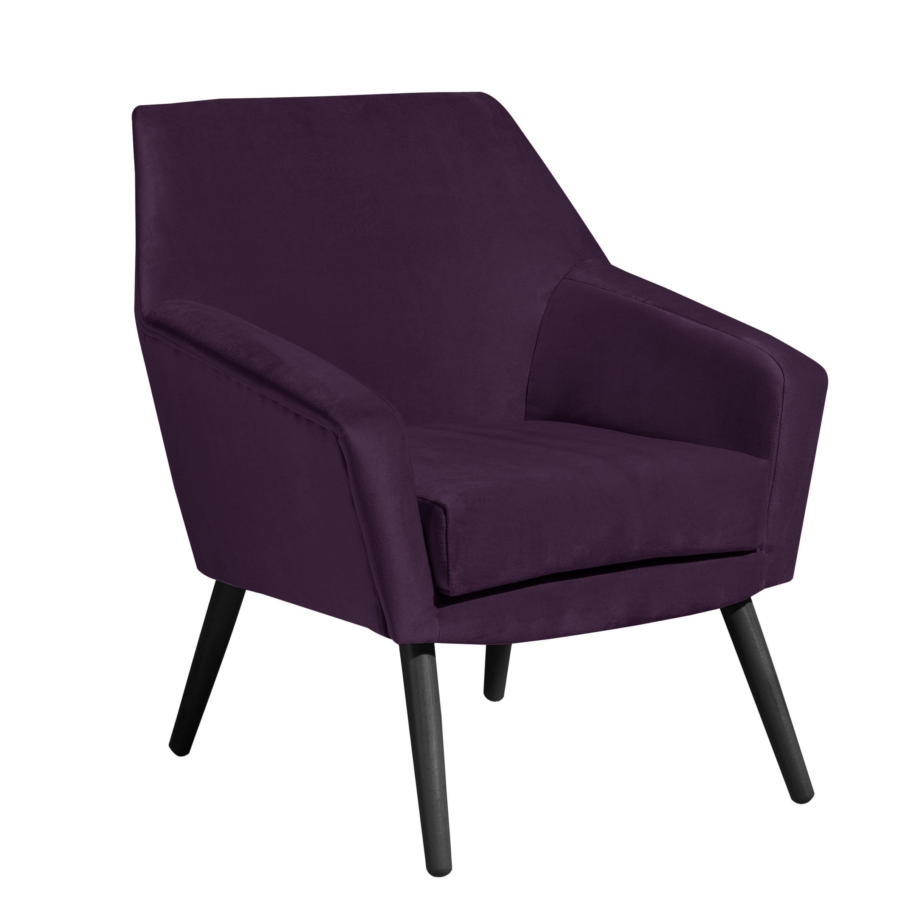 Polstersessel Mit Armlehnen Alegro Samt Lila - Lila/Schwarz, Design, Textil (67/81/71cm) - Max Winzer