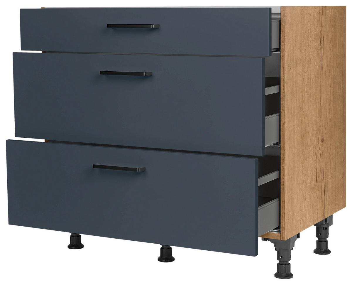 Schubkastenunterschrank Easytouch - Blau/Eichefarben, MODERN, Holzwerkstoff (90/87/56cm) - Nobilia