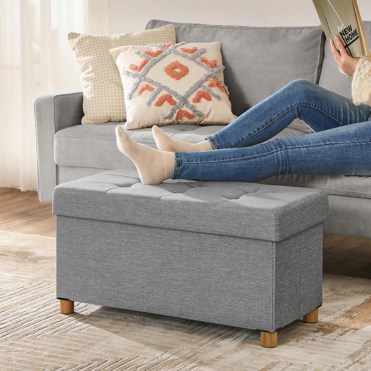 SITZBOX Grau B: 76cm - Naturfarben/Grau, Basics, Holzwerkstoff/Textil (76/40/38cm)