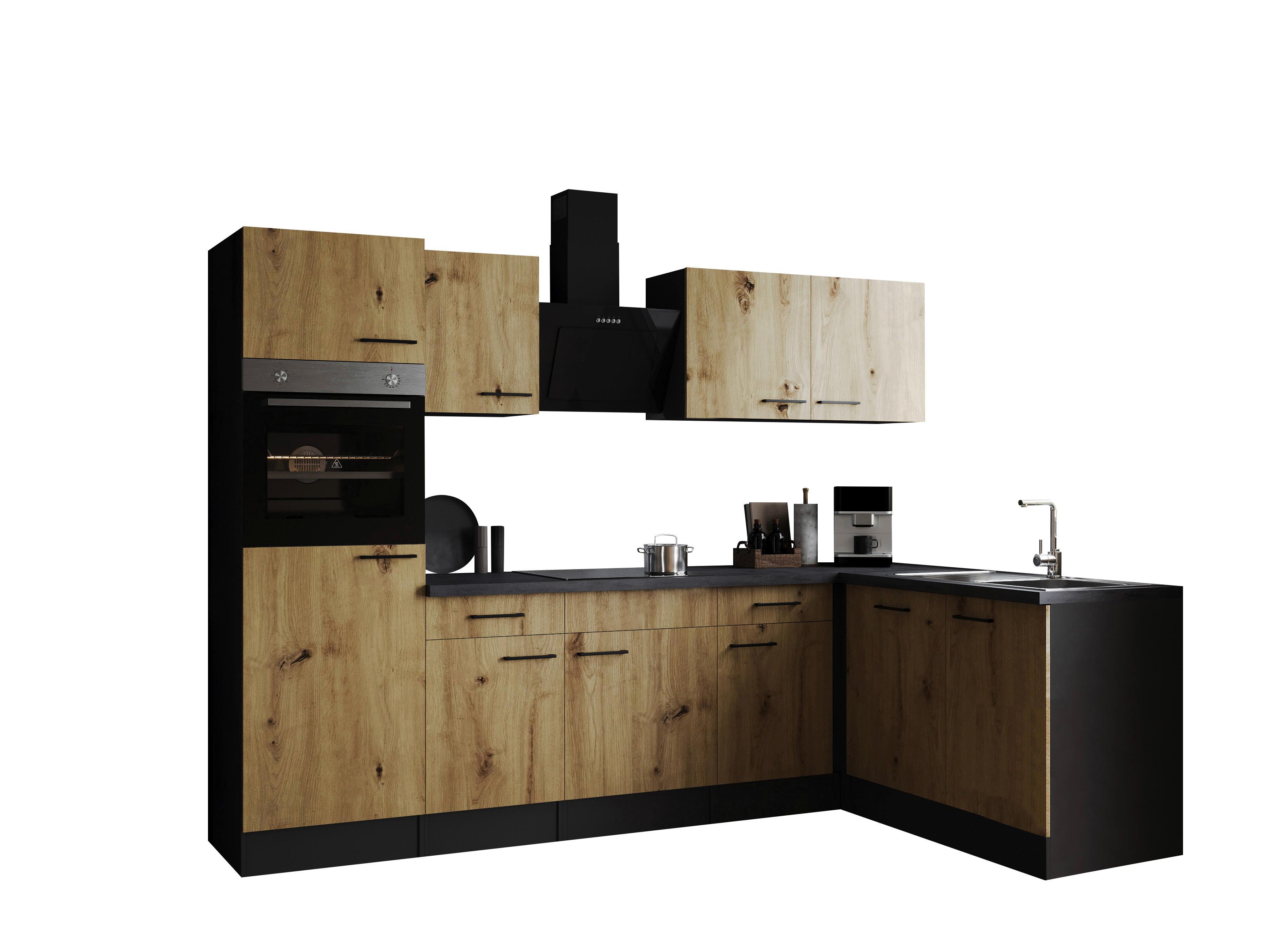 Eckküche Oliver Artisan Dekor S: 280x172 Cm - Eiche Artisan/Grau, Design, Holzwerkstoff (280/172cm) - Respekta