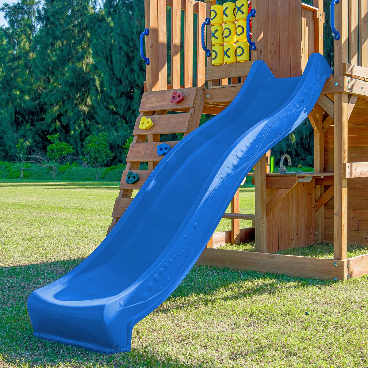 Spielturm mit Rutsche Blau - Blau/Anthrazit, Basics, Holz/Kunststoff (435/410/305cm) - Ambia Garden
