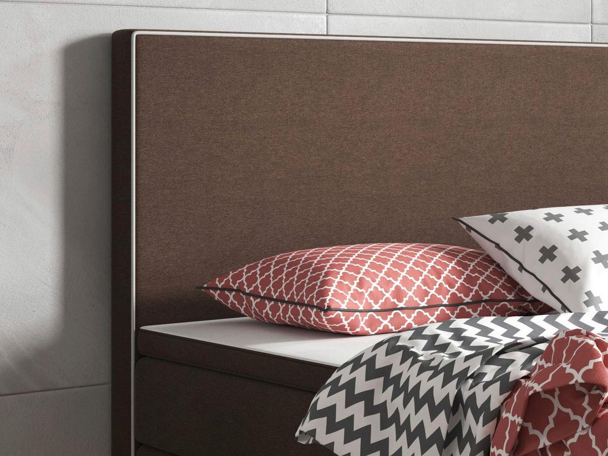 Boxspringbett mit Topper 180x200 cm King Size - Silberfarben/Braun, KONVENTIONELL, Textil (180/115/210cm) - MID.YOU