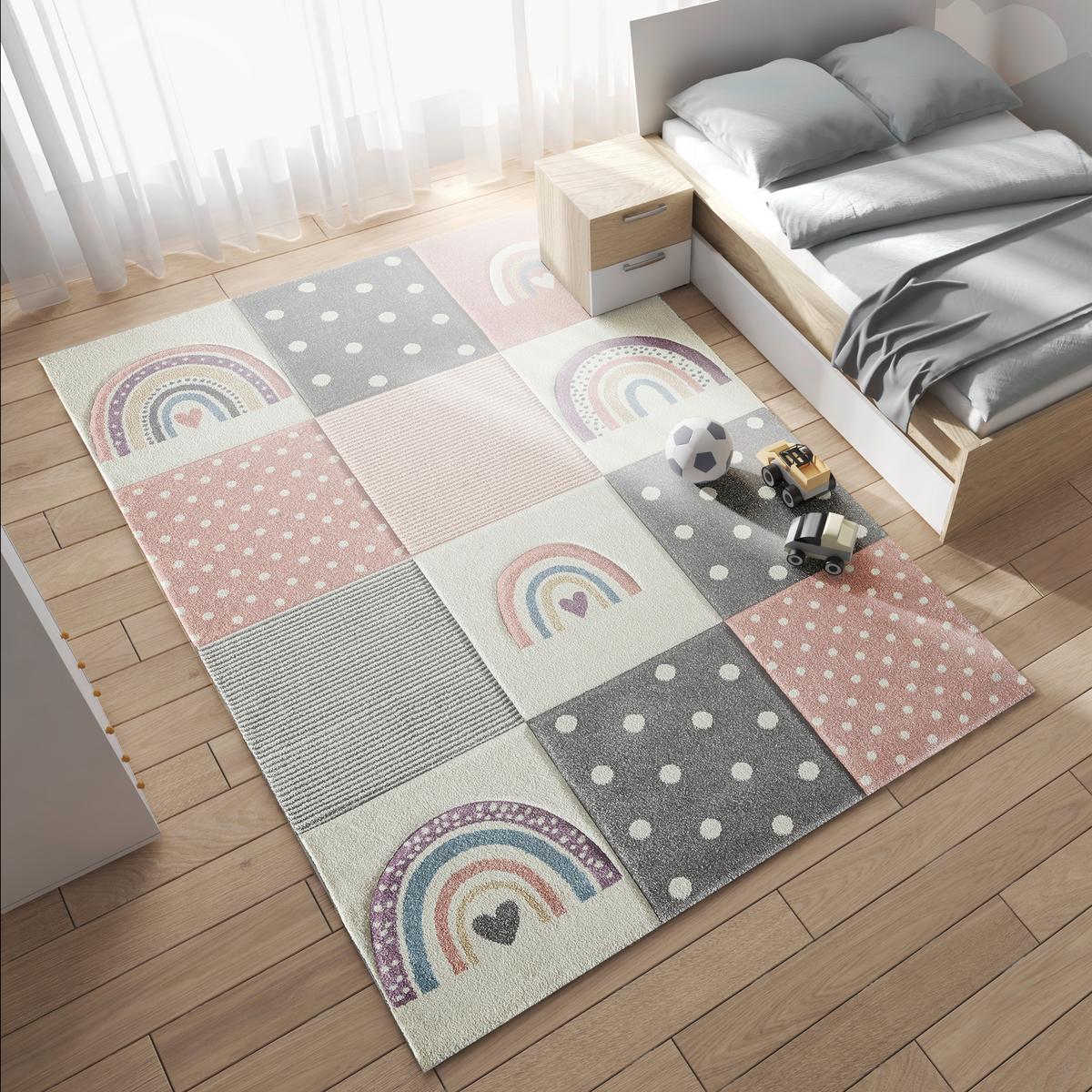 Kinderteppich Pastel Kids 40049 - Hellgrau/Altrosa, Basics, Textil (80/150cm)