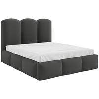 Polsterbett Bero Boucle grau, LF: 120x200 cm - Buchefarben/Schwarz, Trend, Holz/Textil (120/200cm)