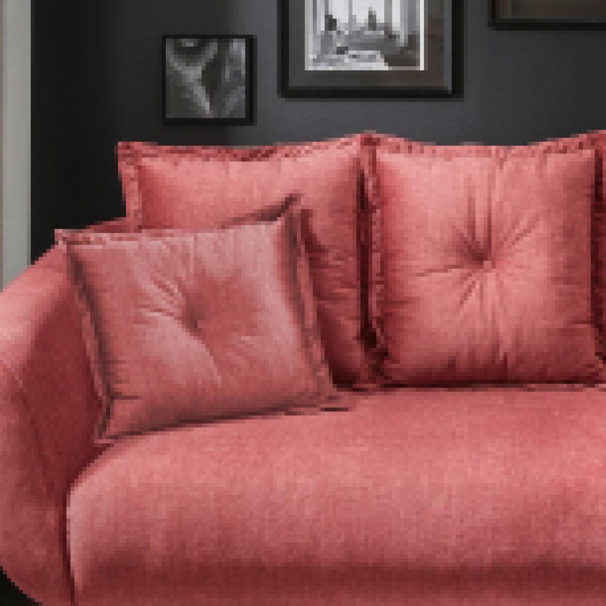 2,5-Sitzer-Sofa Baggio mit Kissen Koralle - Koralle/Schwarz, MODERN, Holz/Textil (196/94/103cm) - Livetastic