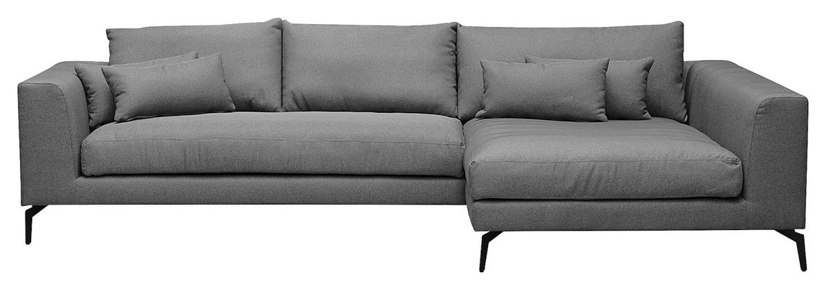 Ecksofa Berlin Dunkelgrau S: 313 cm - Dunkelgrau/Schwarz, Design, Textil (313/172cm) - Livetastic