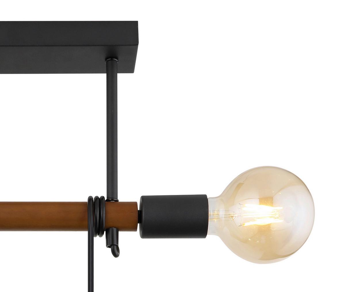 Deckenleuchte L: 39 cm 4-Flammig - Schwarz/Braun, Basics, Holz/Metall (39/6/100cm) - Globo
