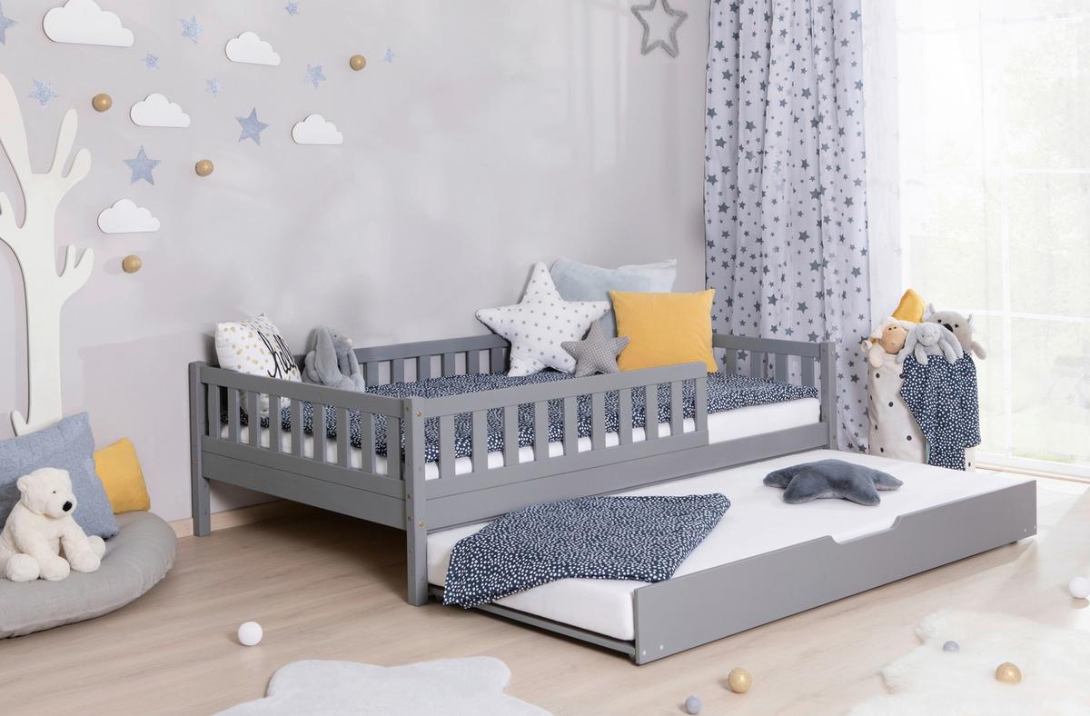 Hausbett Lou Bettkasten Hellgrau B: 140 Cm - Hellgrau/Naturfarben, MODERN, Holz (140/200cm) - MID.YOU