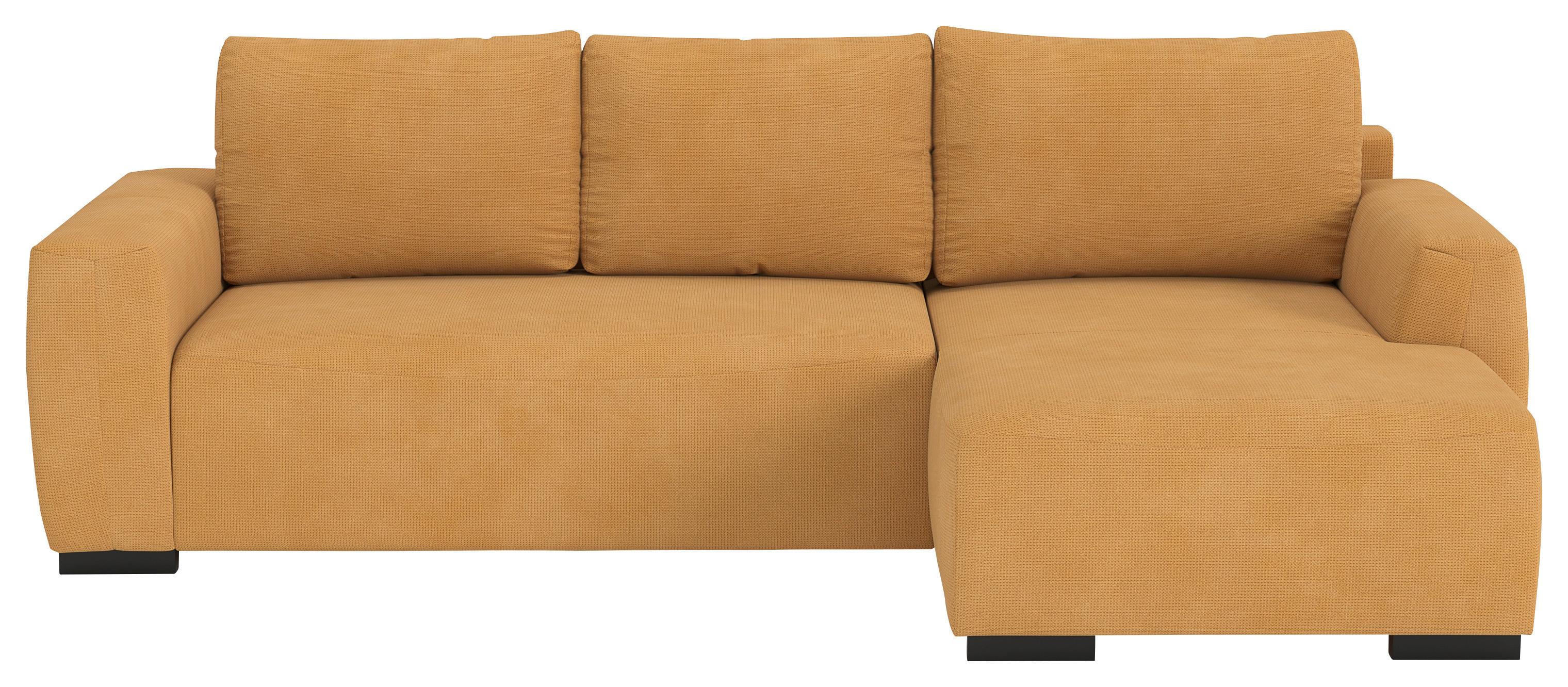 Ecksofa mit Bettfunktion Giro Mikrofaser senfgelb, B: 252cm - Senfgelb/Schwarz, Trend, Textil (252/170cm) - MID.YOU