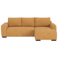 Ecksofa mit Bettfunktion Giro Mikrofaser senfgelb, B: 252cm - Senfgelb/Schwarz, Trend, Textil (252/170cm) - MID.YOU