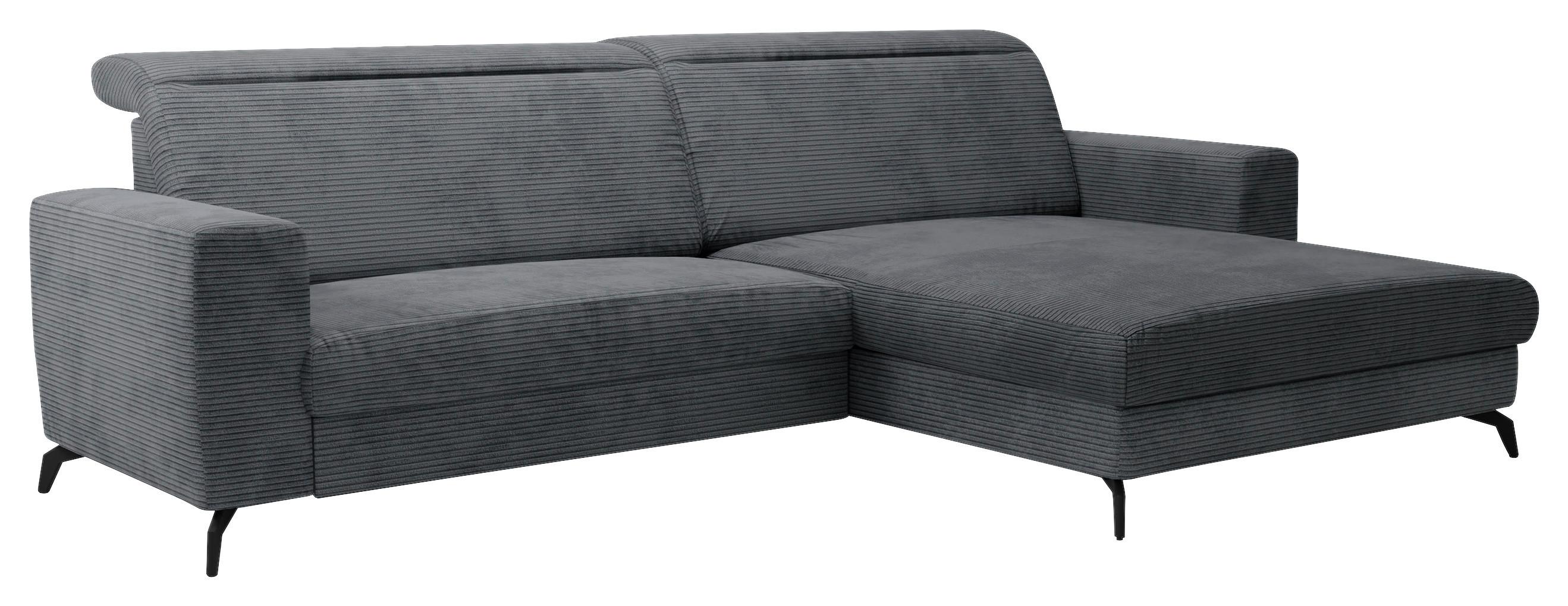 Ecksofa Bolero grau mit Kopfteilverstellung 290x178 cm - Schwarz/Grau, KONVENTIONELL, Textil (290/178cm) - Sit & More