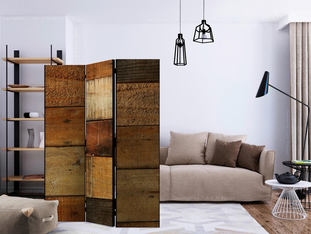 Paravent Braun Cognac B: 135 Cm - Cognac/Braun, Basics, Holz/Textil (135/172/3cm) - artgeist