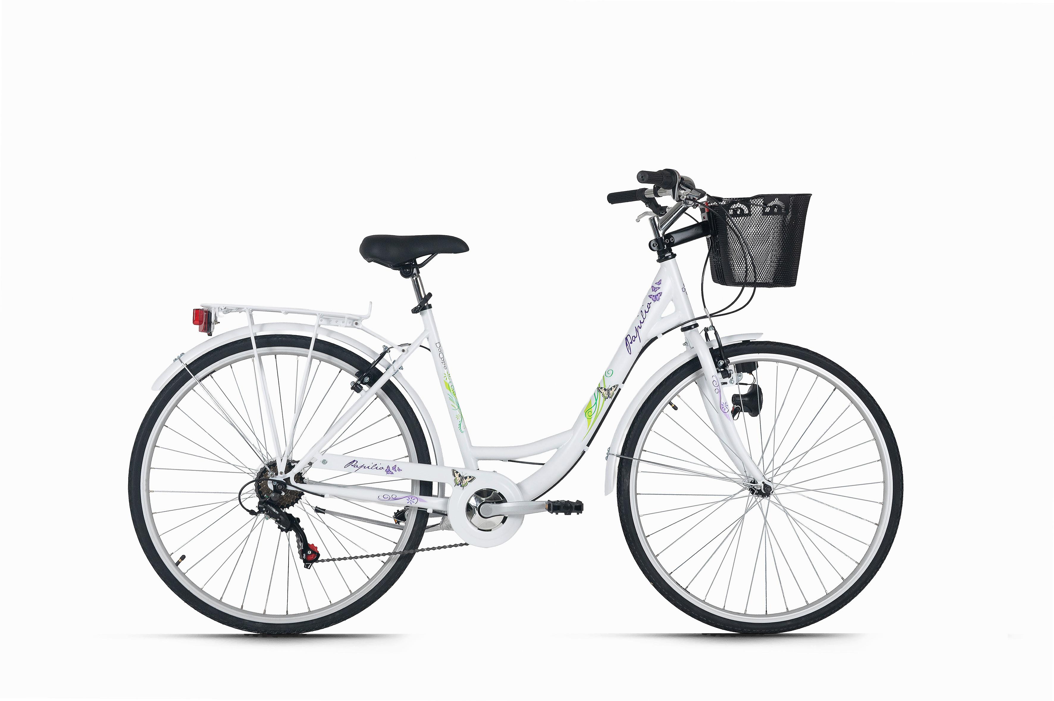 Citybike 28'' mit Korb DaCapo Papilio weiß/lila - Weiß, LIFESTYLE, Metall (25/140/60cm)