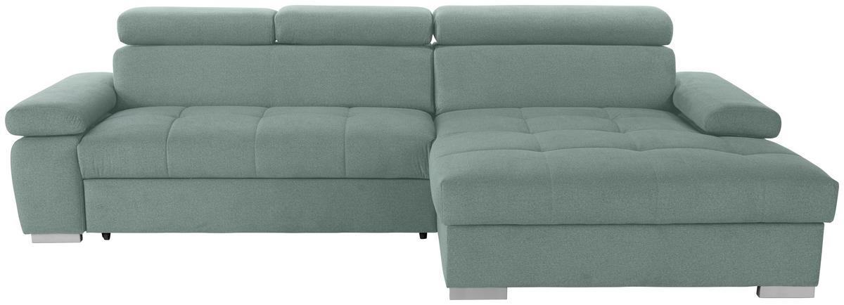 Ecksofa Mit Bettkasten Perry Grün 292x183 Cm - Silberfarben/Grün, Design, Textil (292/183cm) - Livetastic