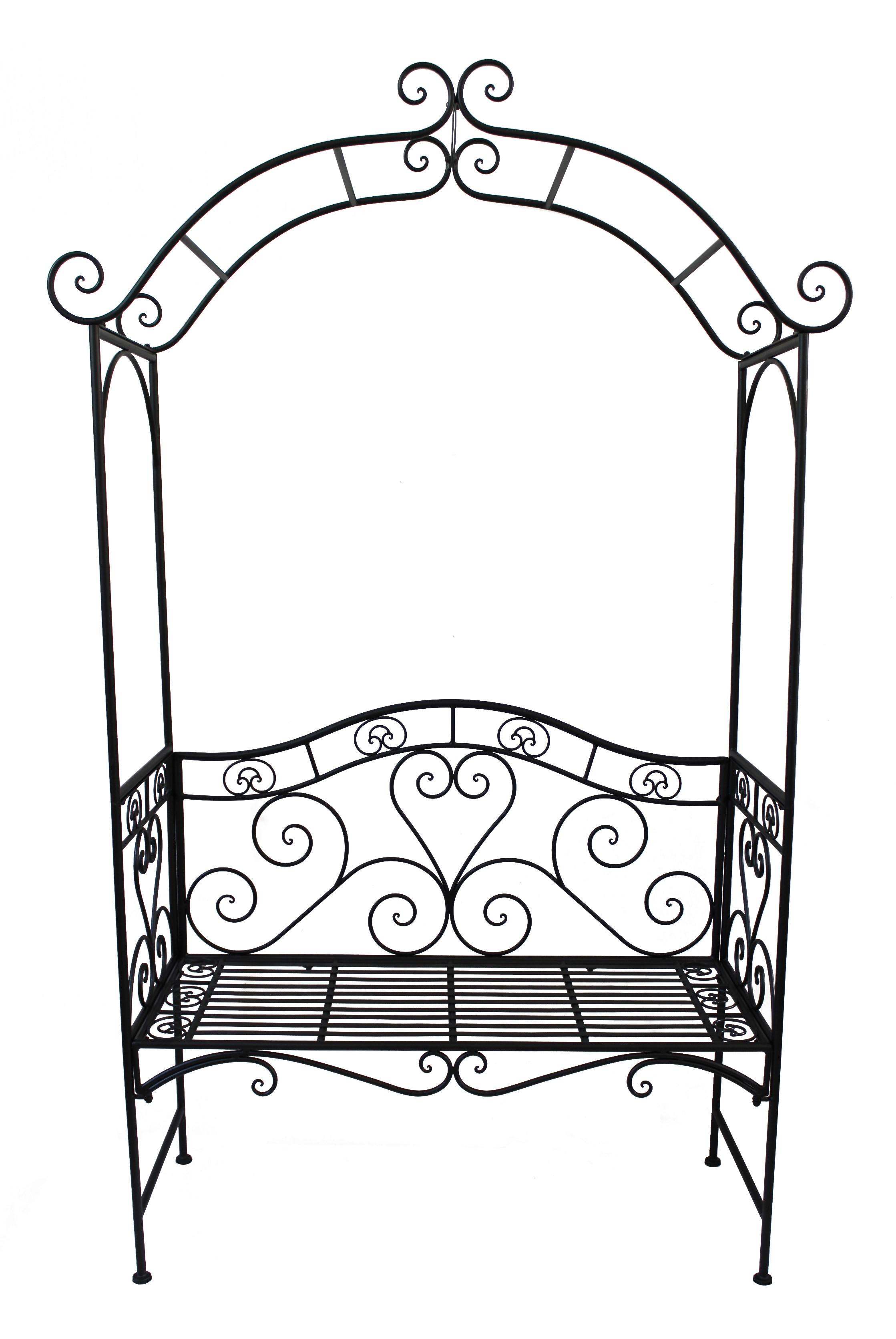 Gartenbank Stahl 2-sitzer Colima Mit Rosenbogen - Schwarz, MODERN, Metall (124/200/48cm)