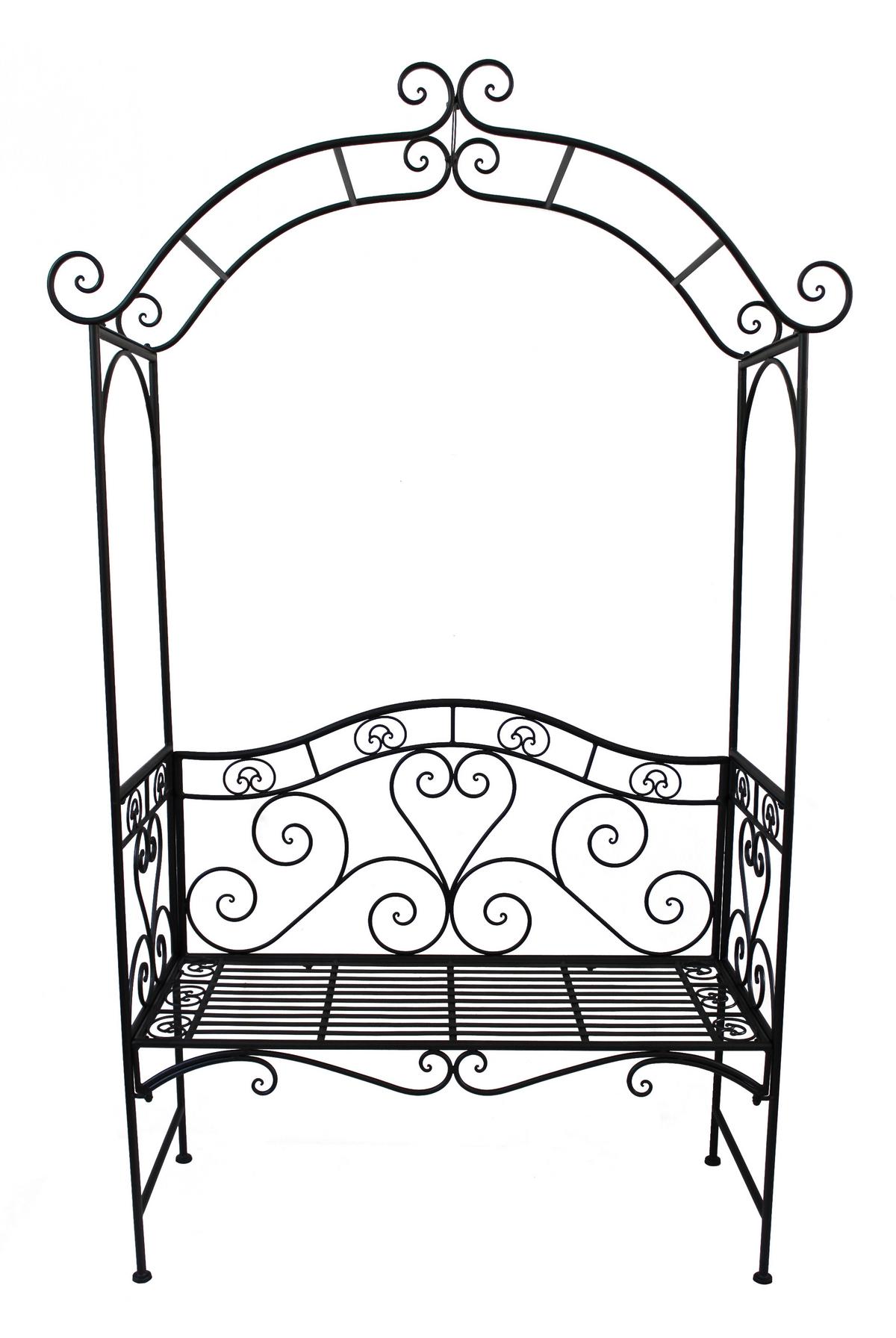 Gartenbank Stahl 2-Sitzer Colima mit Rosenbogen - Schwarz, MODERN, Metall (124/200/48cm)