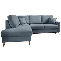 Ecksofa mit Schlaffunktion Valentina mit Kissen Blau - Blau/Naturfarben, KONVENTIONELL, Textil (200/230cm) - P & B