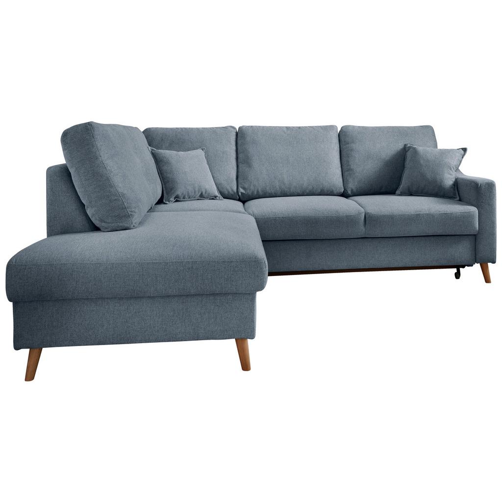 Ecksofa mit Schlaffunktion Valentina mit Kissen Blau