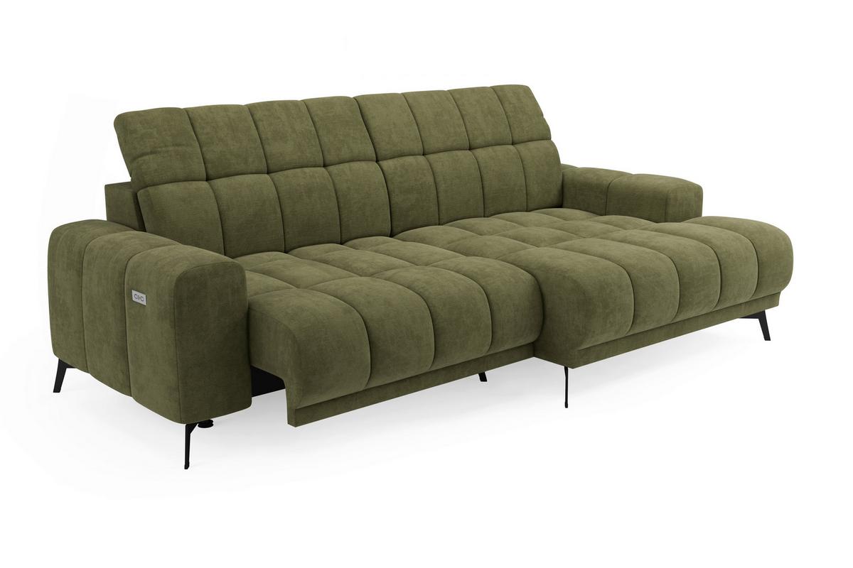 Rohová sedačka LAYA, pravá, olivově zelená tkanina MEMPHIS - olivově zelená, Moderní, textil (250/155cm) - Premium Living