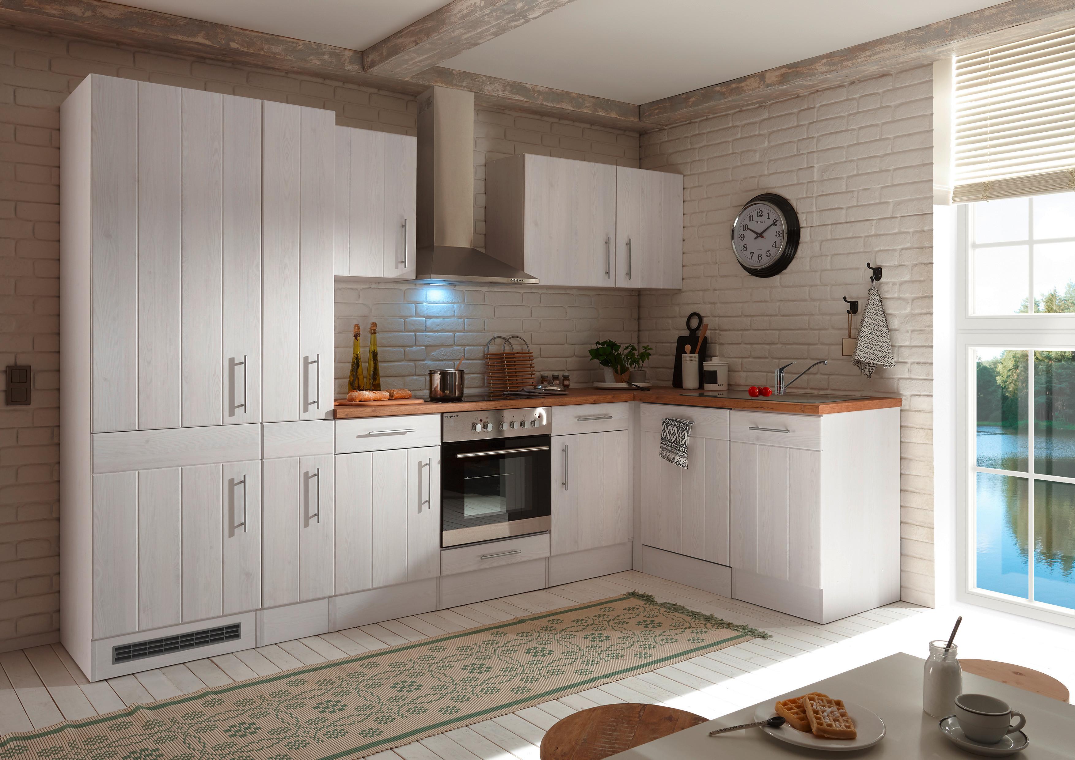 Eckküche Premium mit Geräten 310x172 cm Weiß Landhaus - Eichefarben/Weiß, ROMANTIK / LANDHAUS, Holzwerkstoff (310/172cm) - Respekta
