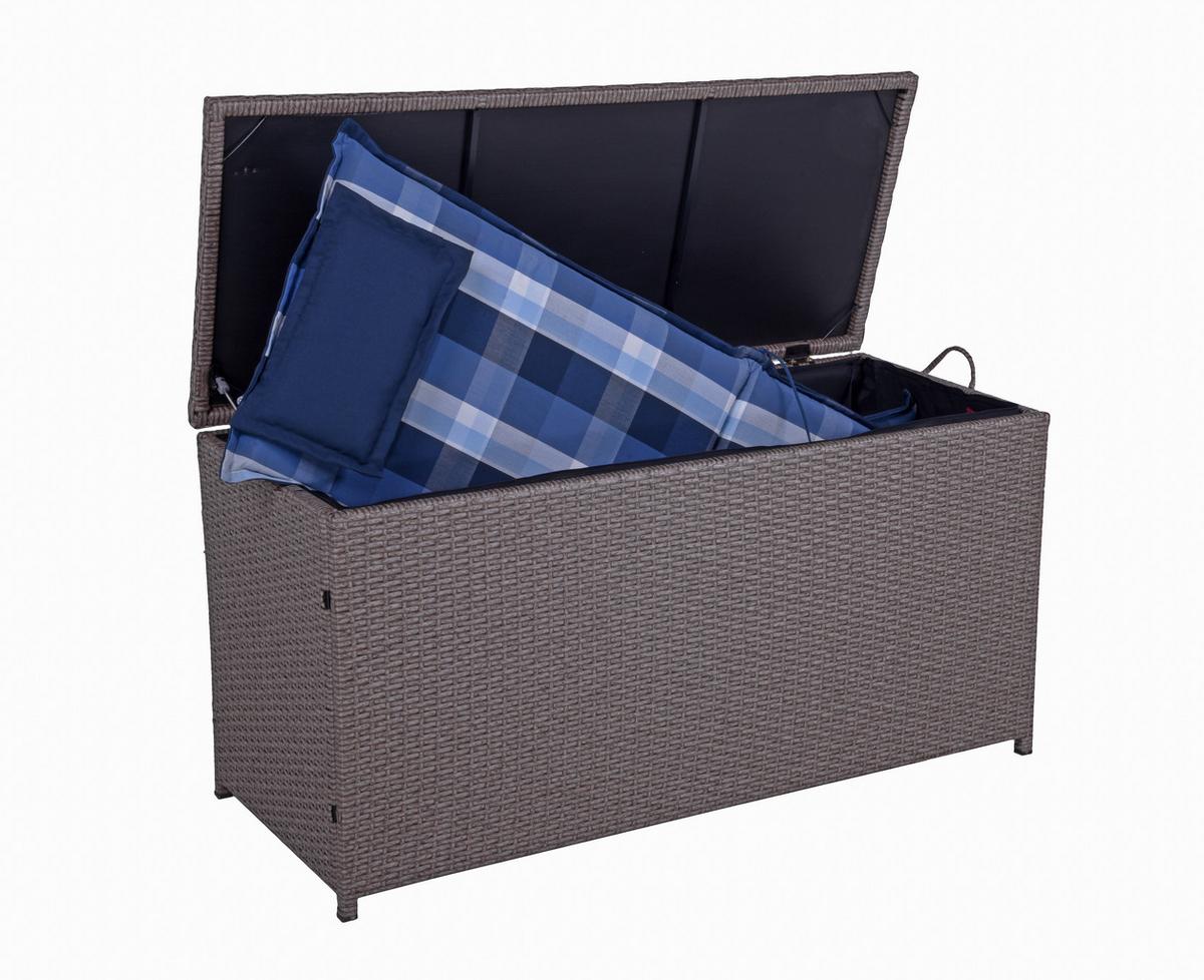 Kissenbox Patras - Schwarz/Braun, Basics, Kunststoff/Metall (50/60/120cm) - Gardenson