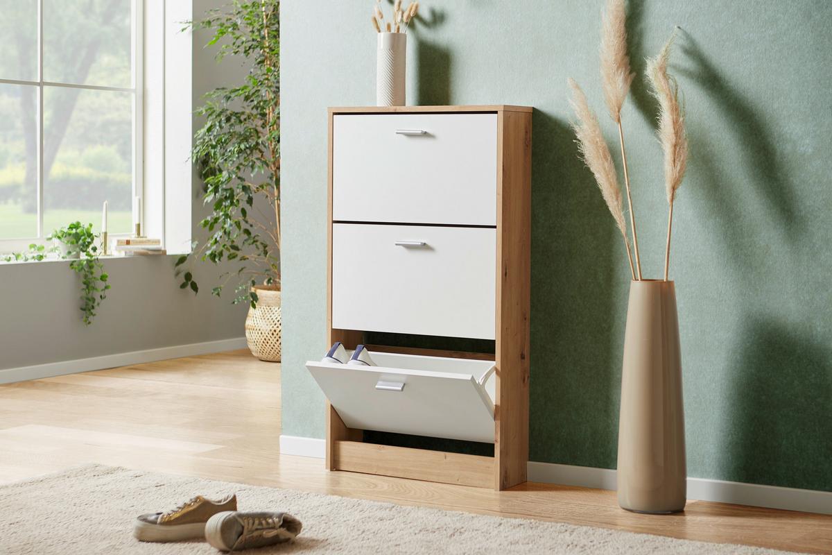VÝKLOPNÁ SKRINKA NA TOPÁNKY DA13 - biela/farba duba, Modern, kompozitné drevo/plast (58/107/18cm)