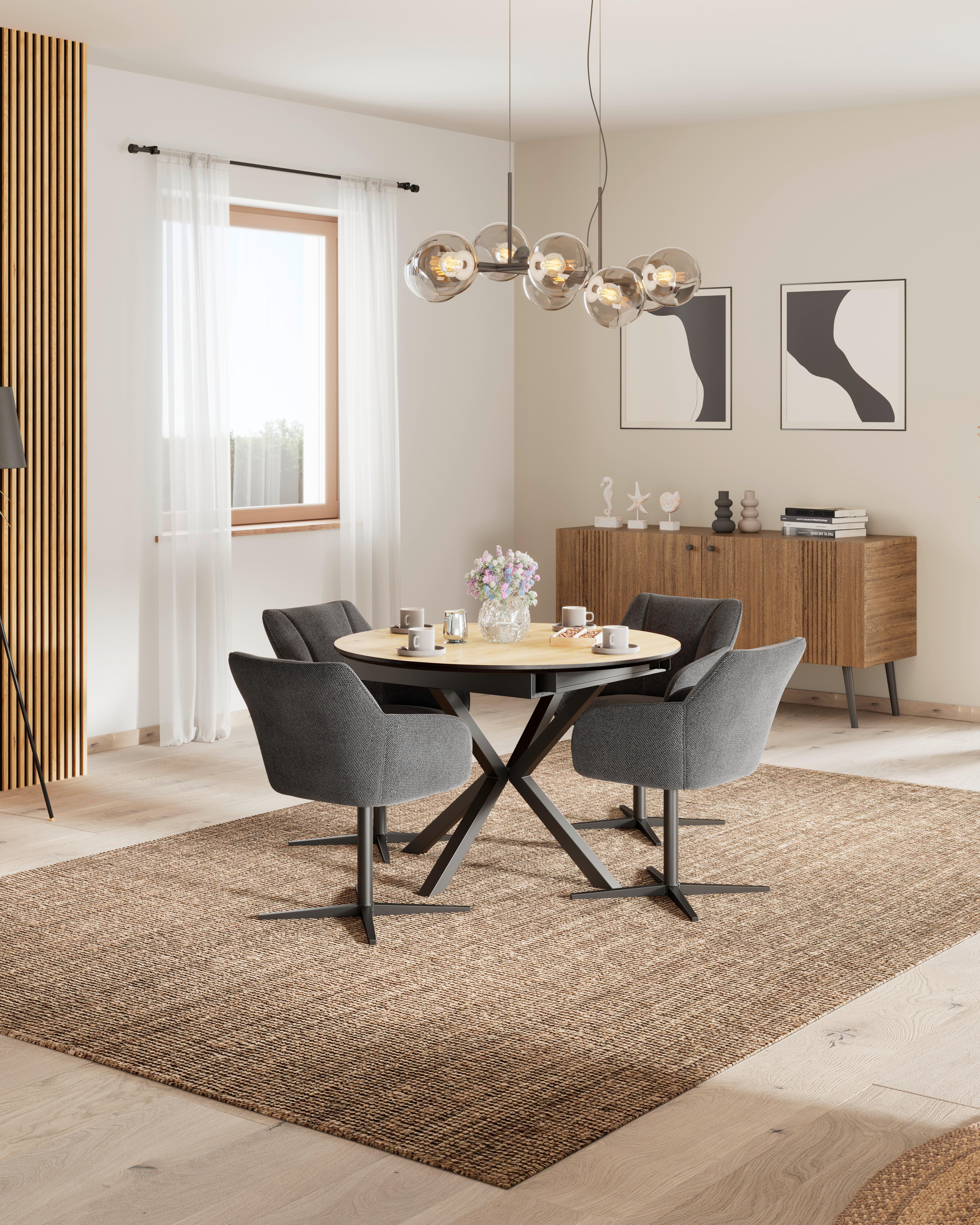 Vierfußstuhl Rosina Anthrazit drehbar - Schwarz, MODERN, Holz/Textil (56/84/60cm)