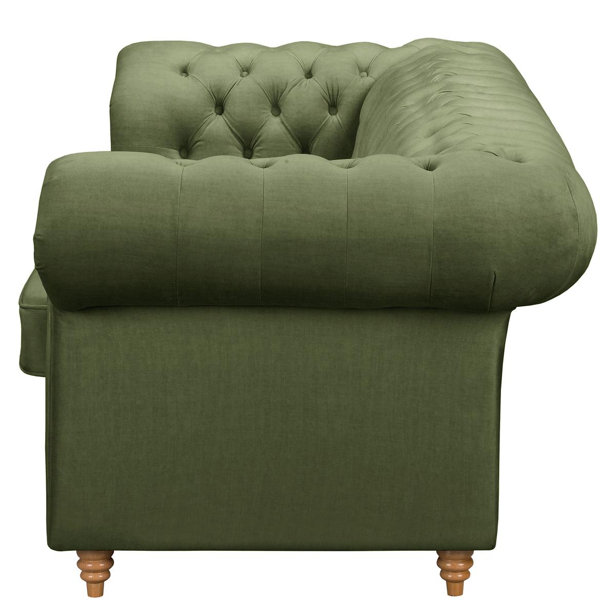 Schlafsofa Laura Dunkelgrün, B: 218cm - Dunkelgrün/Braun, Design, Textil (218/74/91cm) - P & B