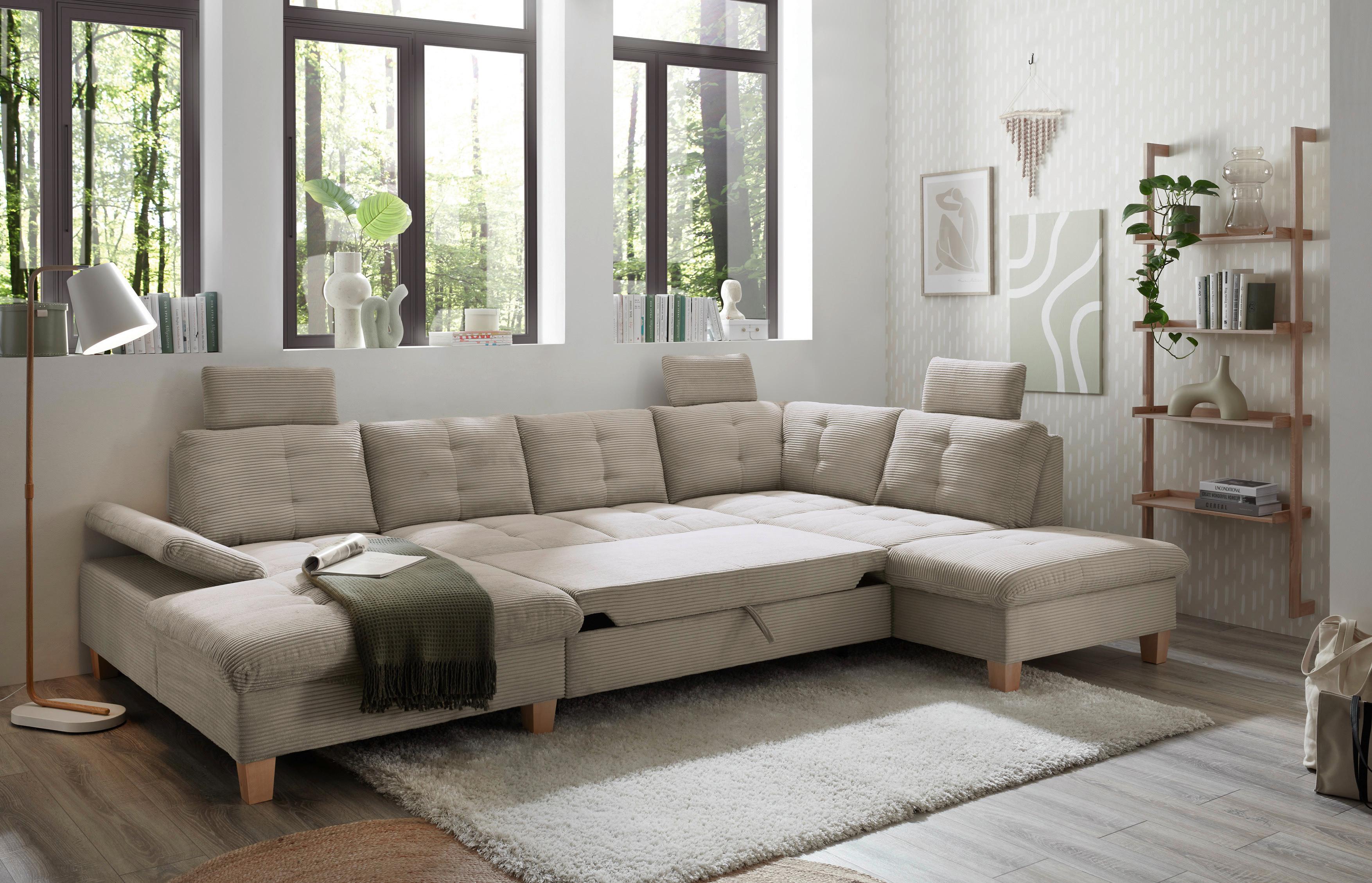 Wohnlandschaft Ascot Grau U: 170x324x220 cm - Eichefarben/Grau, KONVENTIONELL, Textil (170/324/220cm) - MID.YOU
