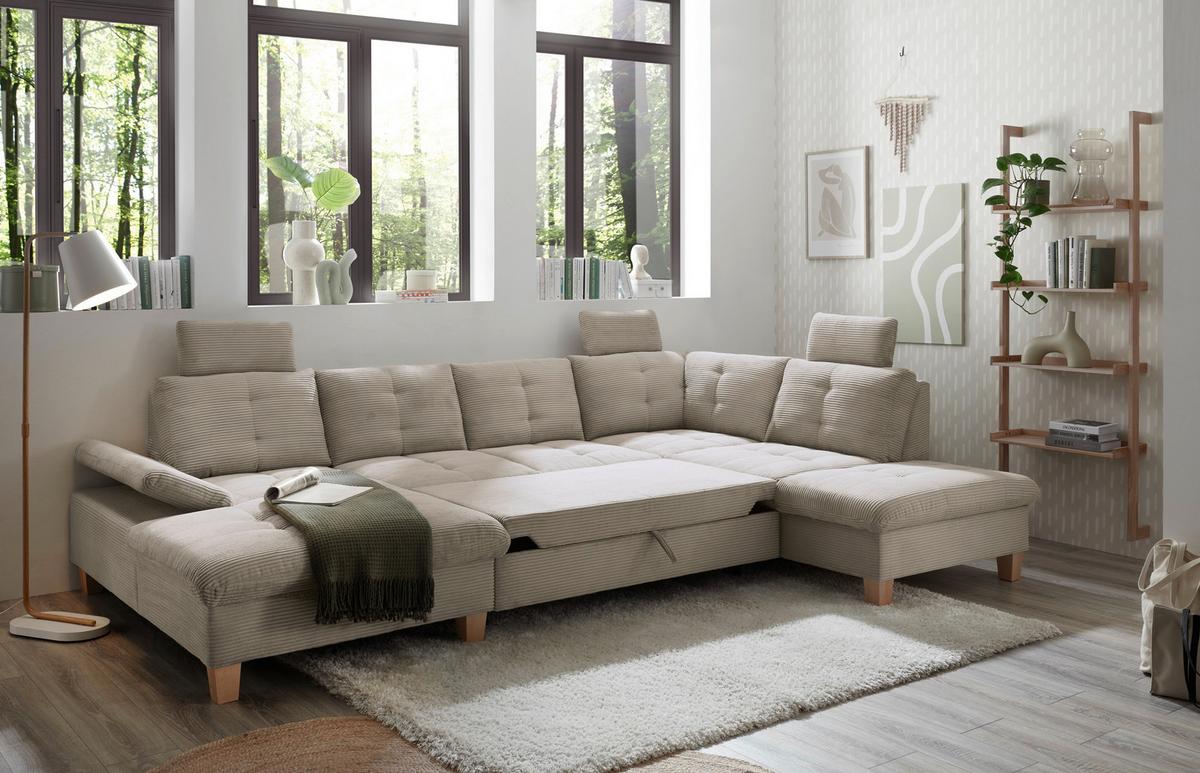 Wohnlandschaft Ascot Grau U: 170x324x220 Cm - Eichefarben/Grau, KONVENTIONELL, Textil (170/324/220cm) - MID.YOU