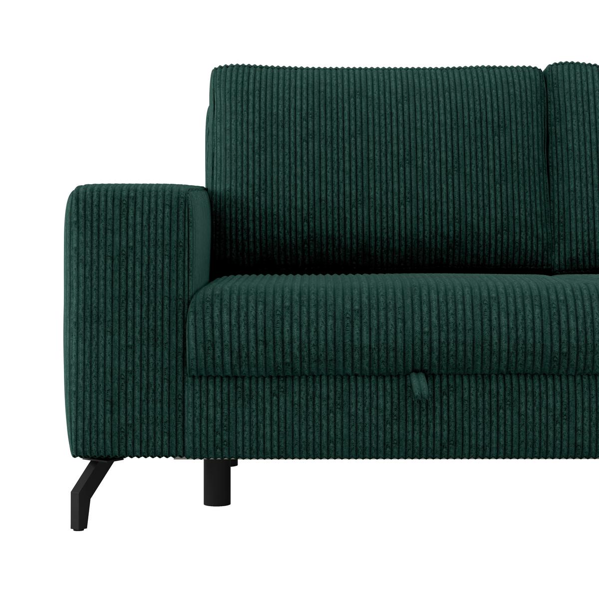 Ecksofa mit Bettkasten Cloud Waldgrün Cord 290x178 cm - Waldgrün, Trend, Textil (290/178cm)