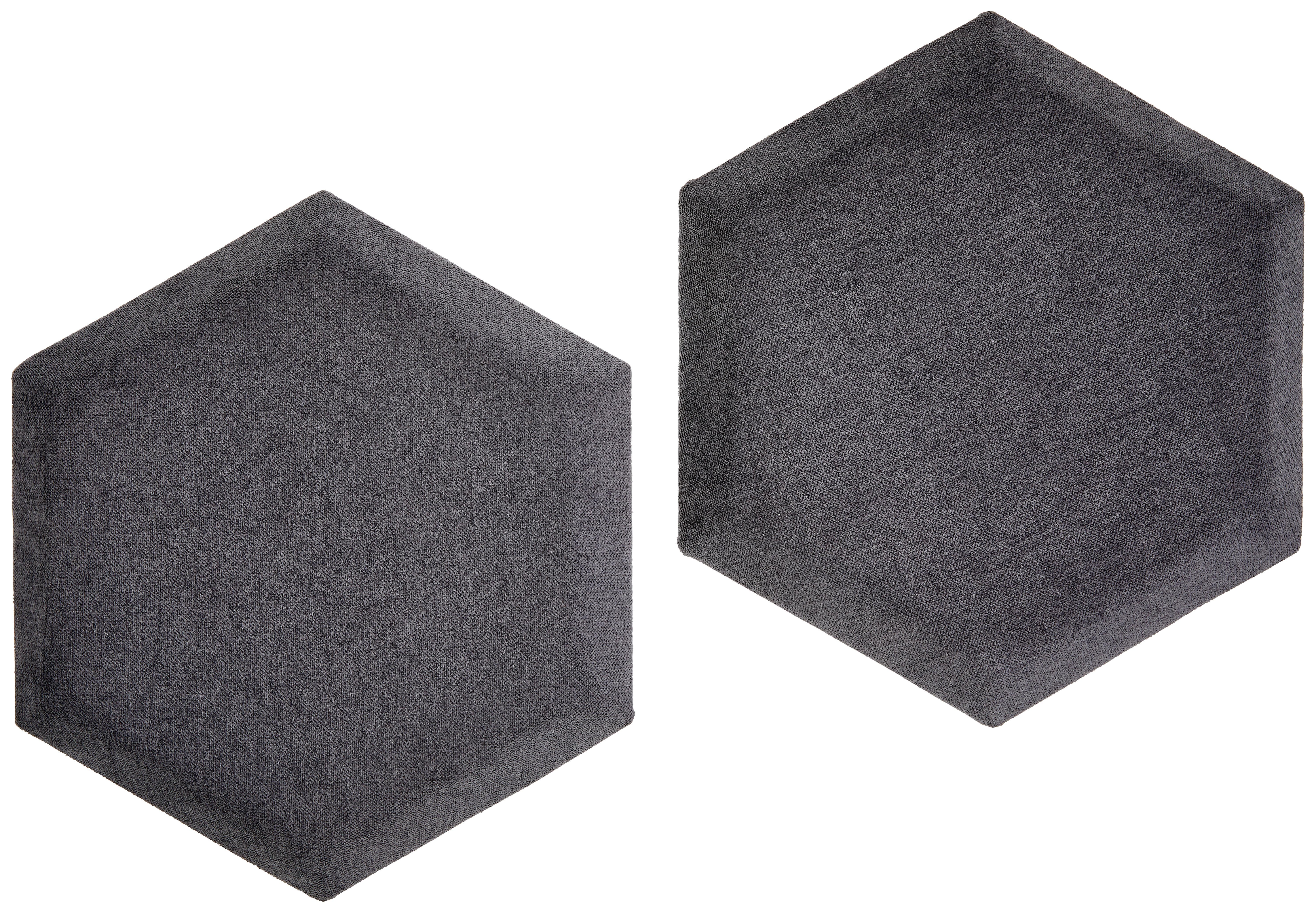 Wandpolster 2er-set 36x32 Cm Sechseck, Dunkelgrau - Dunkelgrau, Basics, Textil (36/32/4cm) - MID.YOU