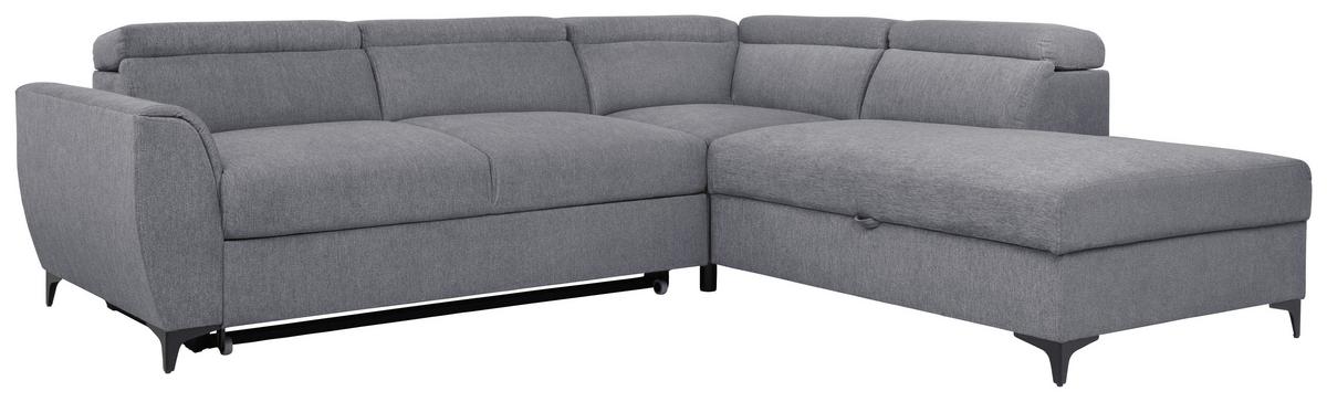 Ecksofa Lapis Dunkelgrau S: 255/217 Cm - Dunkelgrau/Schwarz, KONVENTIONELL, Textil (255/217cm) - MID.YOU