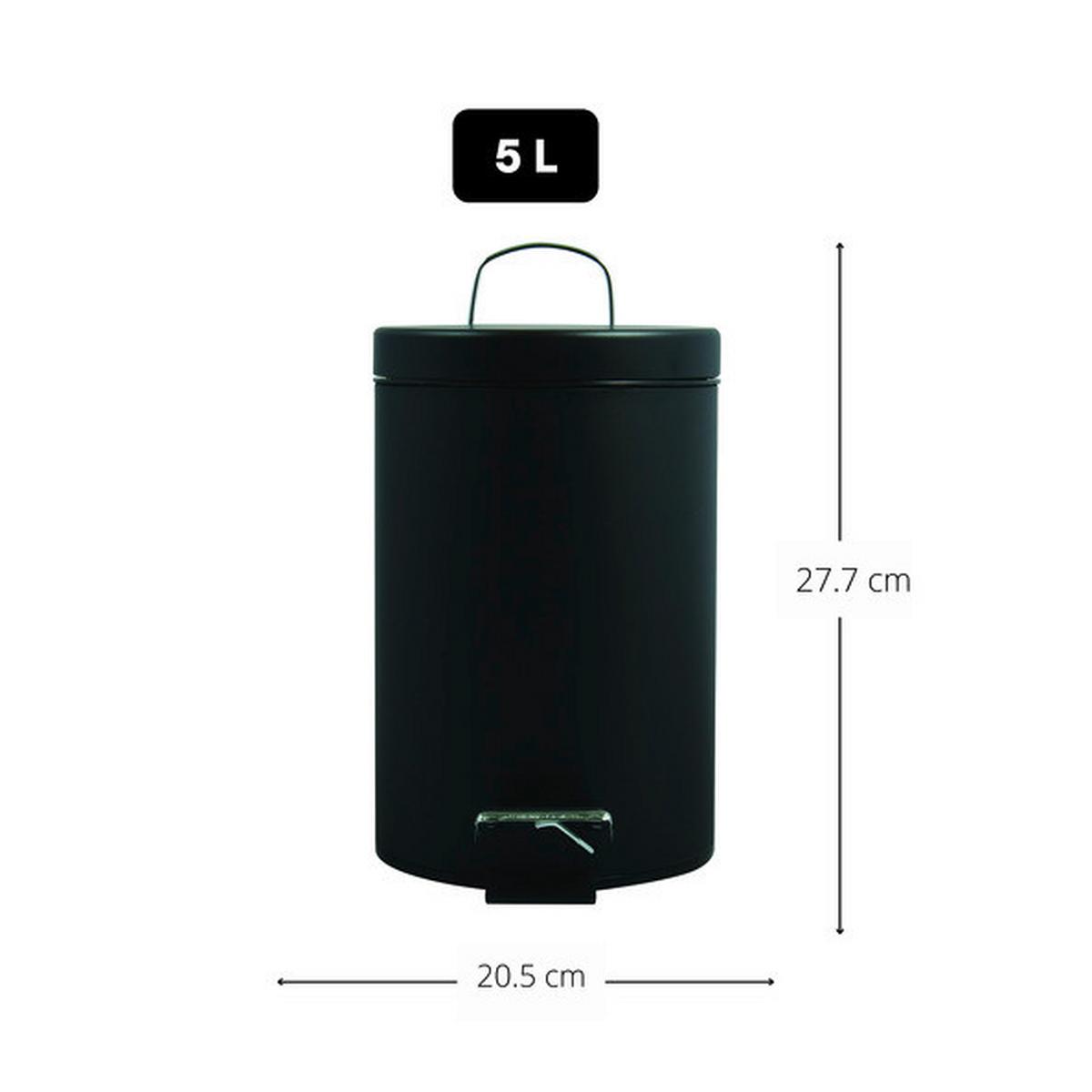 Kosmetikeimer Unis 5l Schwarz Metall Dxh 20,5x27,7 - Schwarz, Basics, Kunststoff/Metall (20,5/27,7cm)