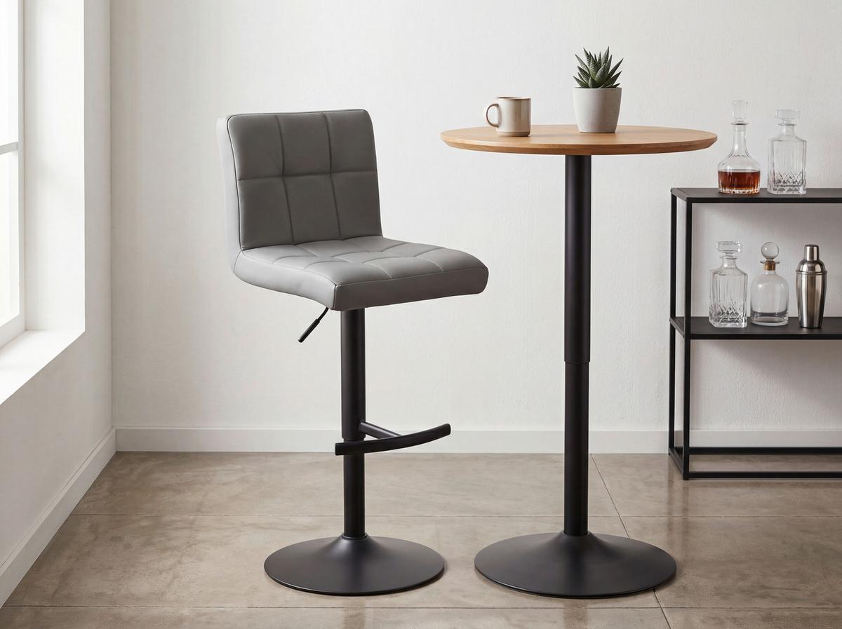 Barhocker Triest Grau B: 43 cm - Schwarz/Grau, MODERN, Leder/Metall (43/92/113/51,5cm) - Livetastic
