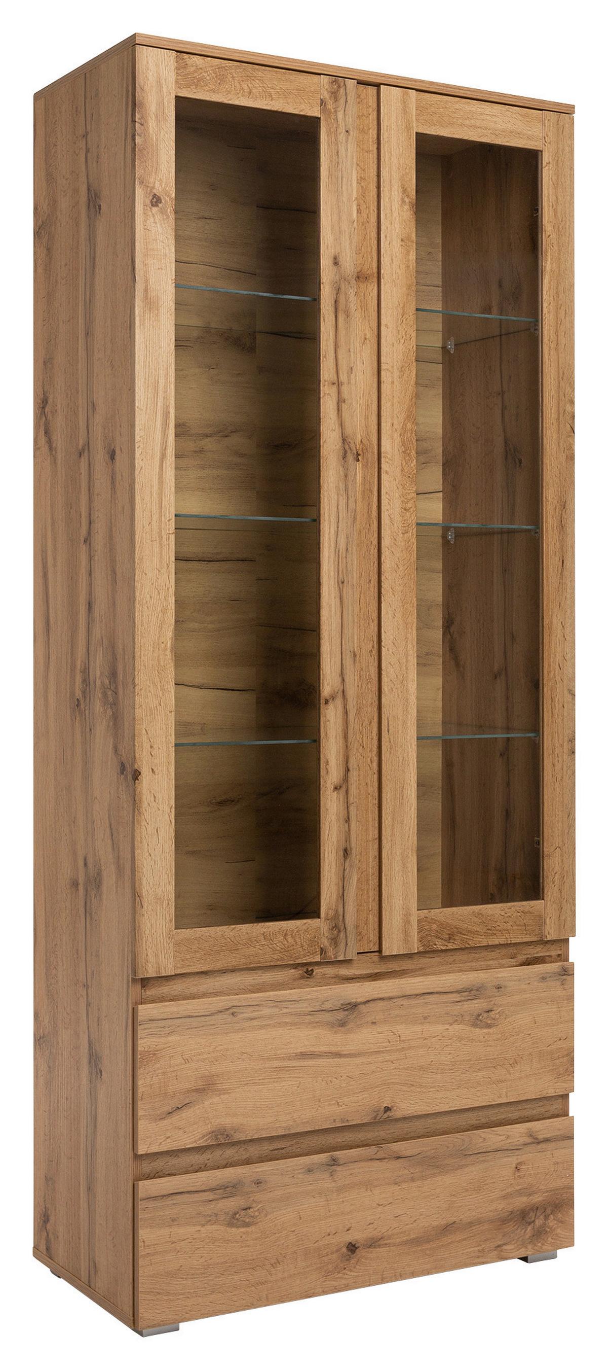 Vitrine Image 50 Eichefarben - Eichefarben/Silberfarben, KONVENTIONELL, Glas/Holzwerkstoff (80/191/40cm) - MID.YOU