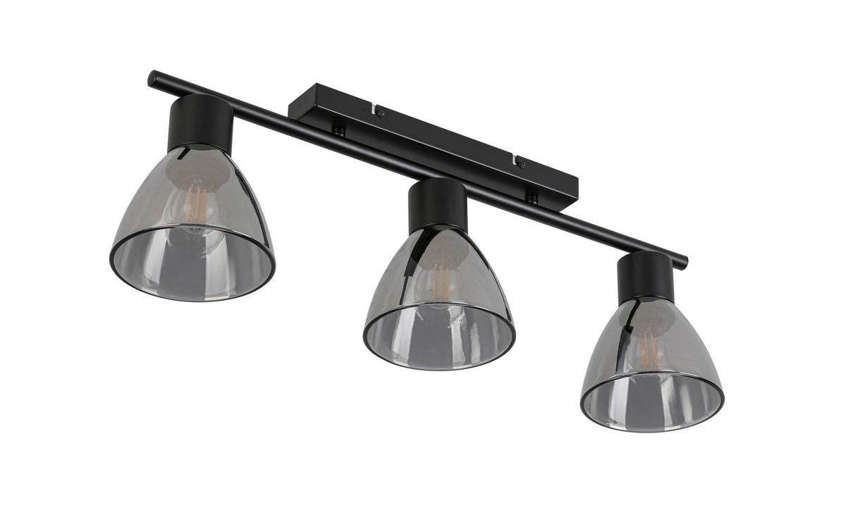 STROPNÍ SVÍTIDLO KOMOL - černá/průhledné, Moderní, kov/sklo (66/13/22cm) - Modern Living