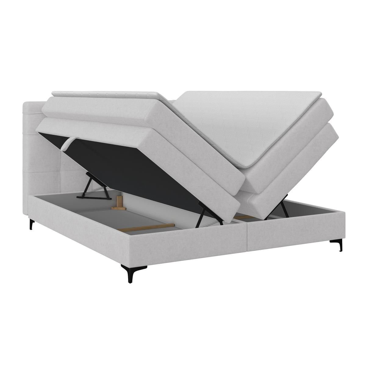 Boxspringbett MITTO Silberfarben 180x200 cm - Silberfarben/Schwarz, KONVENTIONELL, Textil/Metall (180/200cm)