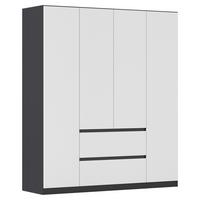 Drehtürenschrank Mainz Grau/Weiß B: 181 cm - Weiß/Grau, Basics, Holzwerkstoff (181/210/54cm) - Rauch Möbel