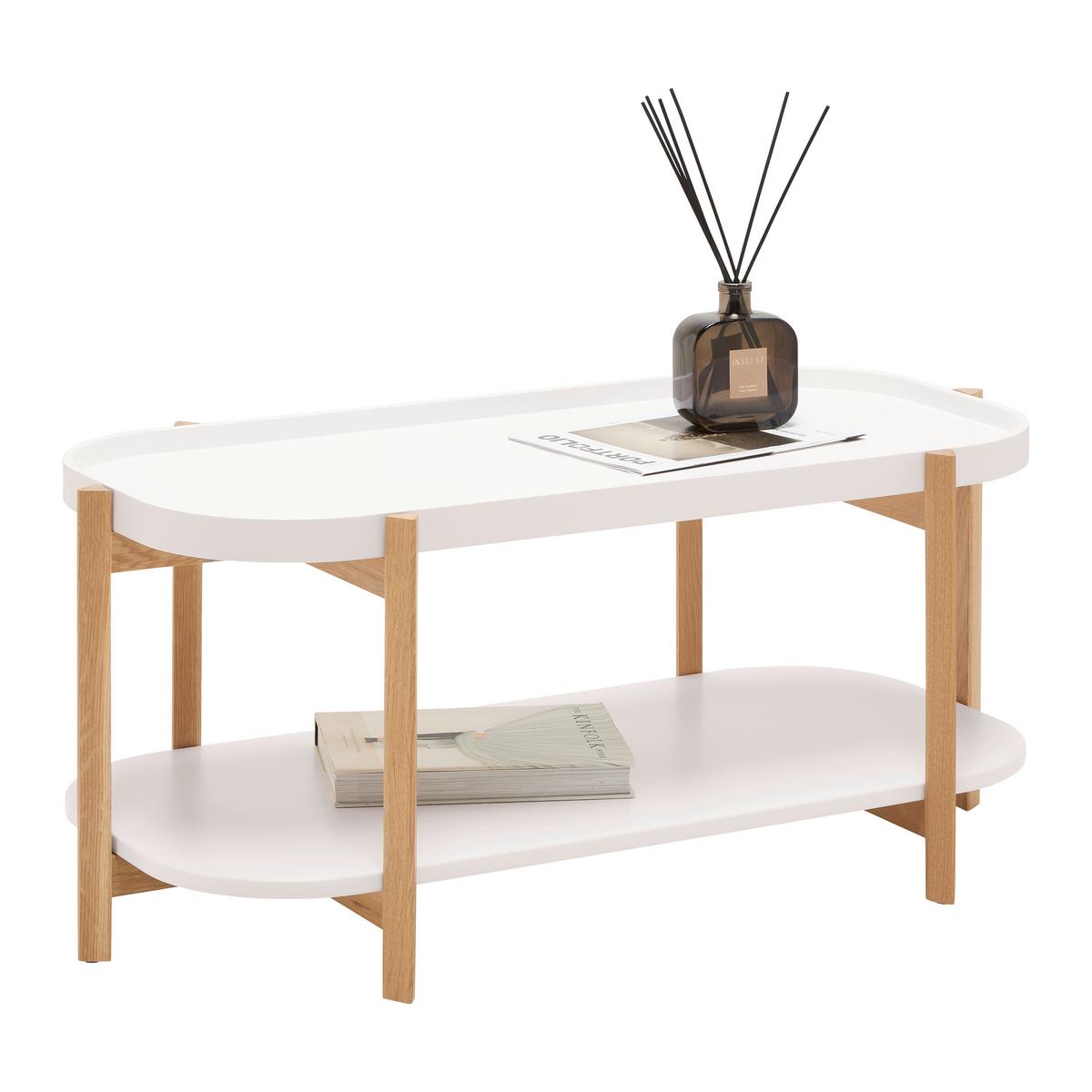 KONFERENČNÝ STOLÍK STRUT - biela/prírodná farba, Modern, drevo/kompozitné drevo (100/50/45cm) - Mömax