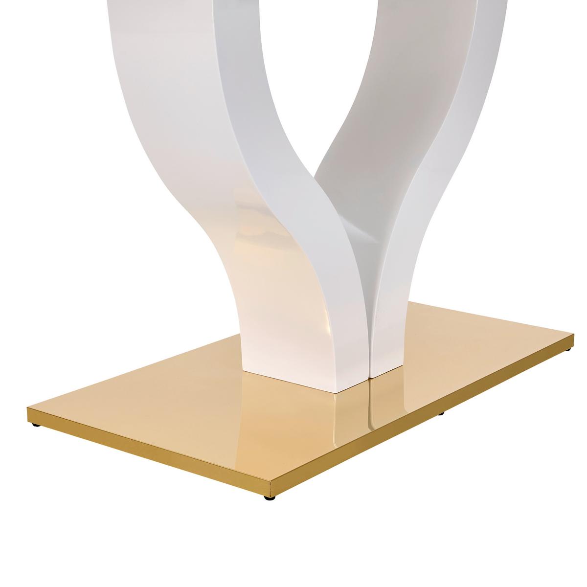 Ausziehtisch Jade 140 Az 140-180x76x90 cm Weiß Hg - Weiß Hochglanz/Goldfarben, KONVENTIONELL, Holzwerkstoff/Metall (140-180/76/90cm) - MID.YOU